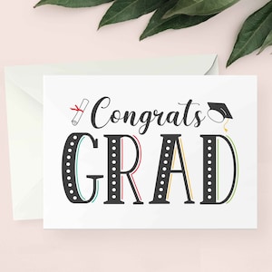 Felicitaciones, Graduado, Tarjeta de Graduación / Tarjeta de Graduación Simple / Graduación de Escuela Secundaria, Universidad, Maestría / Tarjeta de Graduación de Descarga Instantánea