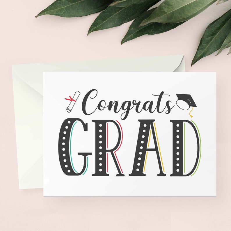 Congrats Grad, Graduation Card | Simple Graduation Card | High School ...