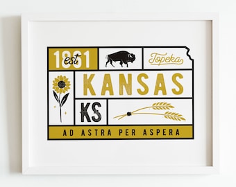| d’impression d’art du Kansas | de décoration intérieure du Kansas Art mural natif du Kansas
