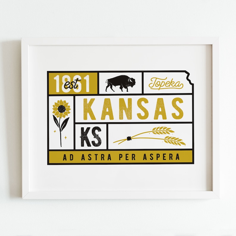 Kansas Art Print Kansas Home Decor Kansas Native Wall Art Etsy