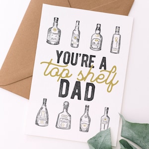 Top Shelf Dad Father's Day Card Liquor Bottle Father's Day Card Printable Instant Download Card image 1