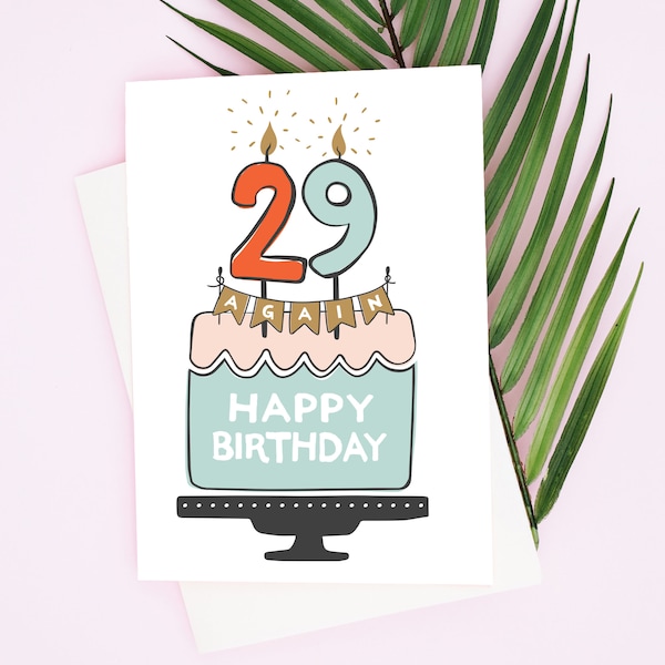 29 Encore une carte d'anniversaire | Vingt 29 encore une carte d'anniversaire drôle | Carte imprimable à téléchargement instantané