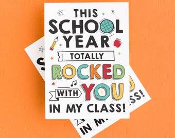 School Year Rocked With You In My Class | Teacher End of Year Card | Student End of Year | Digital Download