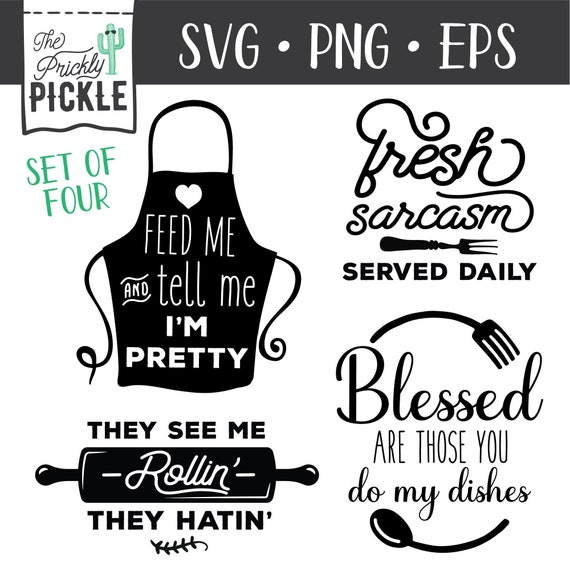 Funny Kitchen Sayings SVG Set Set of 4 Kitchen Themed Tea -  Israel