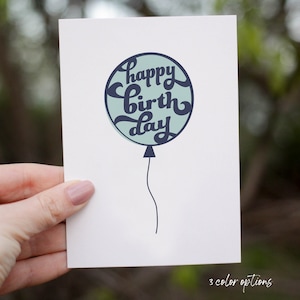 Simple Balloon Happy Birthday Card | 3 Color Options | Retro Balloon Birthday Card |  Instant Download Printable Card