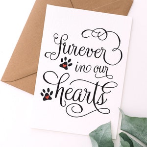 Furever dans nos coeurs carte de vœux | de sympathie pour la perte d'un animal de compagnie | carte de condoléances, carte désolé, carte triste, | Carte de voeux à téléchargement immédiat
