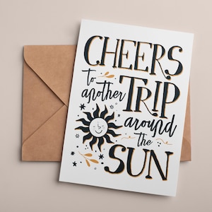 Reise um die Sonne Geburtstagskarte | Niedliche Sun-Geburtstagskarte | Sofortiger Download druckbare Karte