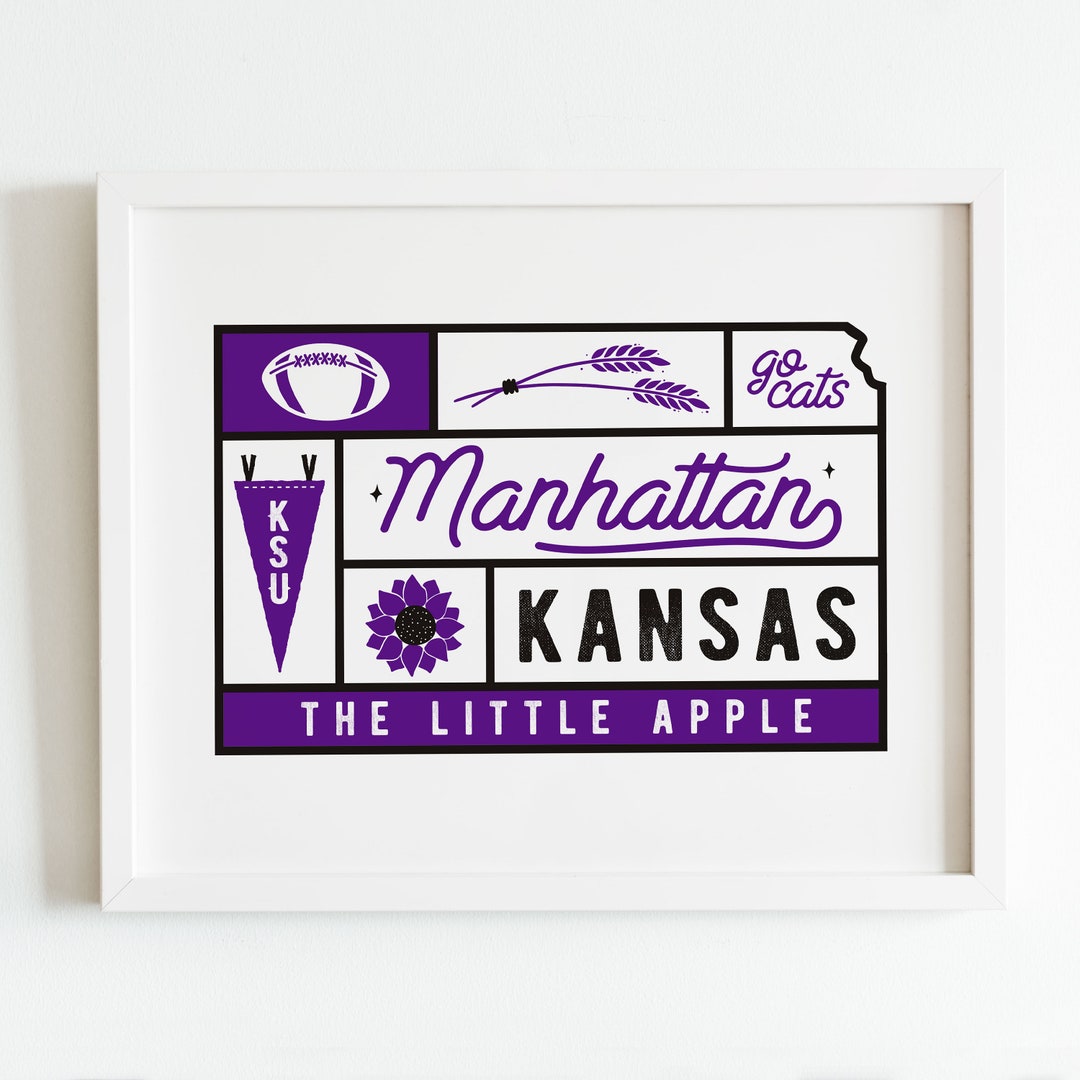 Manhattan, Kansas Art Print Kstate Printable Sign KSU Wildcats