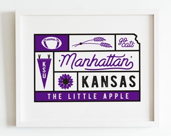 Manhattan, Kansas Art Print | KState Printable Sign | KSU Wildcats Printable Sign