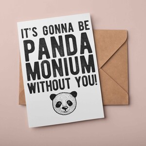 Un collègue panda-monium partant carte drôle de Zazzle.be Liste d'envies Vous avez des idées ? tu me manques de panda | Un collègue de travail vous manquez carte de vœux | Téléchargement numérique imprimable