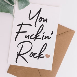 Carte imprimable You Fuckin' Rock | carte d'encouragement |  Carte de voeux imprimable à téléchargement immédiat