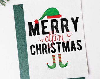 Merry Elfin Christmas  Printable Christmas Card | Funny Christmas Card | Elf Christmas Card  | Instant Download