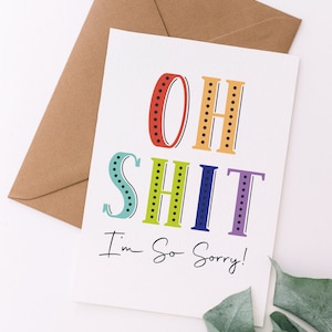 Oh, mierda, lo siento mucho / Tarjeta de felicitación, tarjeta de condolencias de un amigo, tarjeta de disculpa, tarjeta triste, tarjeta divertida / Tarjeta de felicitación de descarga instantánea