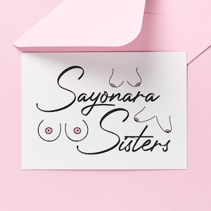 Aanmoedigingskaart Sayonara Sisters borstamputatie borstkanker | Grappige afdrukbare Instant Download-kaart voor borstkanker
