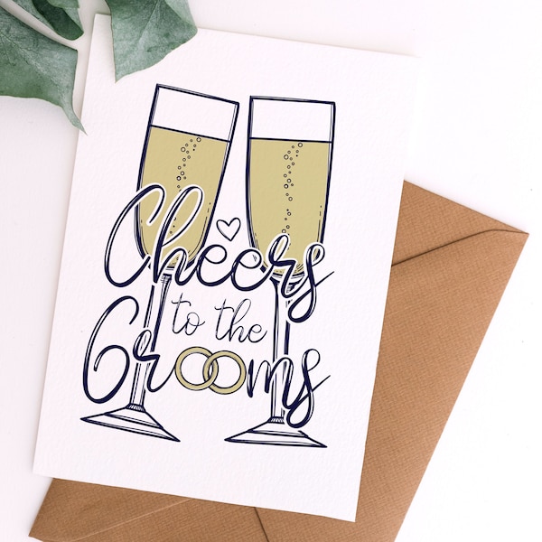 Cheers to the Grooms Wedding Card | Gay Wedding Card | Printable Digital Download Wedding Card