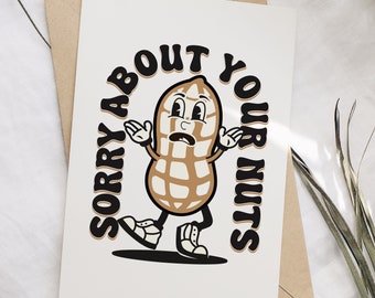 Sorry About Your Nuts Testicular Cancer Encouragement Card | Funny Cancer Printable Instant Download Card