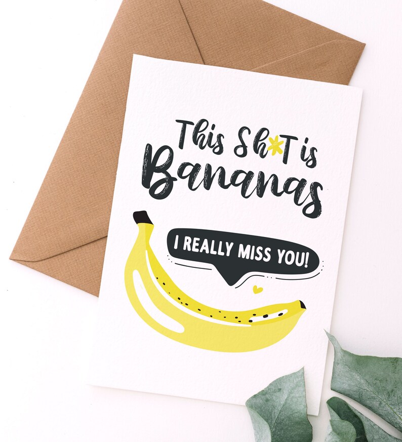 Banana Miss You Card This Sht is Bananas Printable Card | Etsy