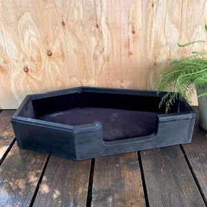 Coffin Modified For Cat Bed, Coffin Ped Bed, Coffin Cat Bed with Cushion and Velvet Lining