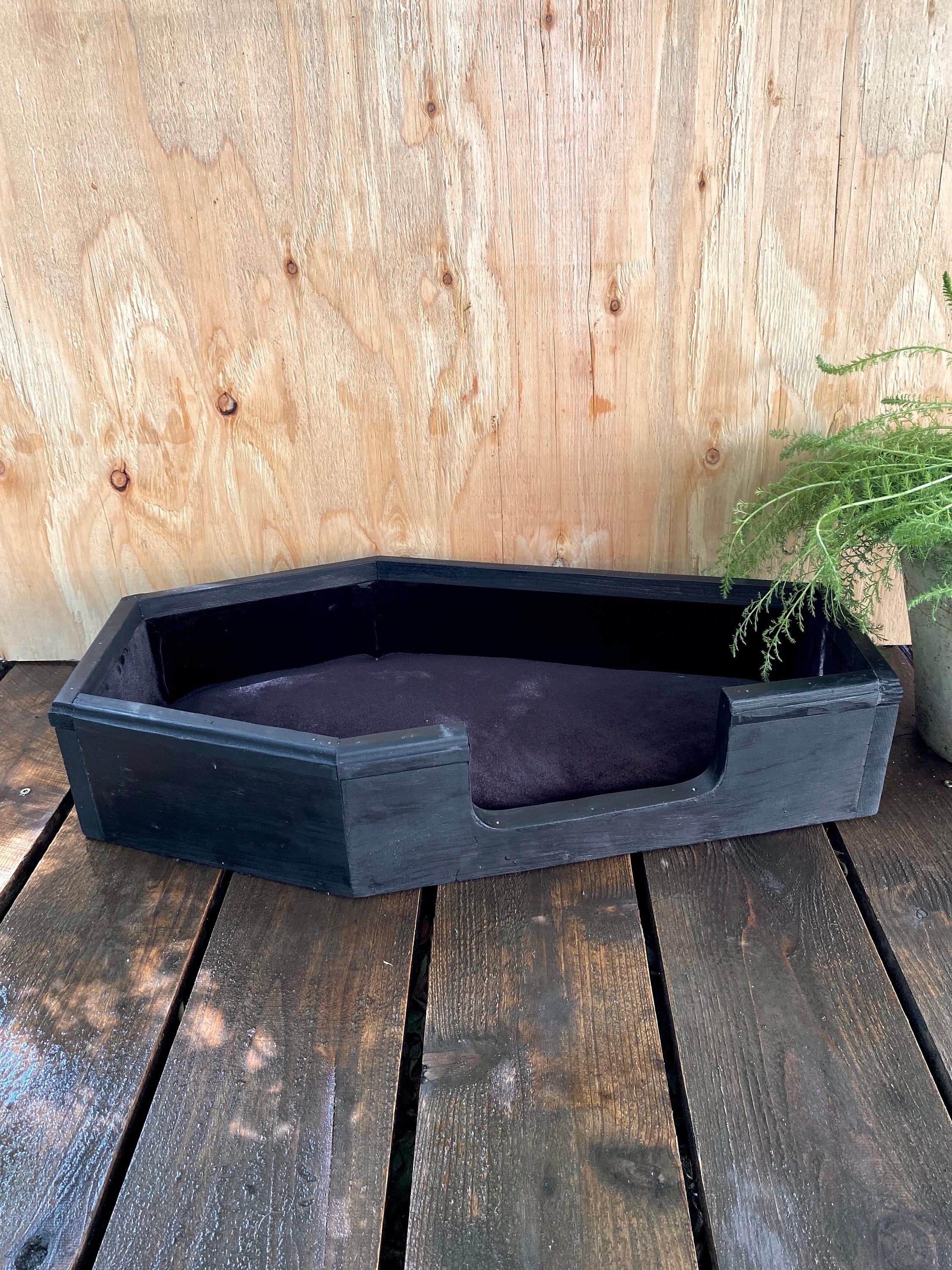 Coffin Modified For Cat Bed, Coffin Ped Bed, Coffin Cat Bed with Cushion and Velvet Lining