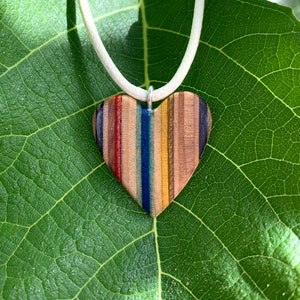 Heart Necklace, Skateboard Wood Necklace