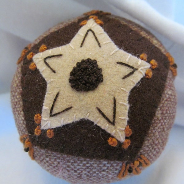 Rich Brown Pincushion, Rich Brown Colors , Hand Stitched Pincushion,Earth Toned Pincushion, Sewing Addition, Sewing Box Aid, Seamstress Need