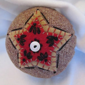 Brown Tweed Wool Pincushion, Beautiful Hand Embroidered Pincushion,Sewing Tool, Seamtress Tool,Sewing Aid,Gift for Seamstresses, Pretty Tool