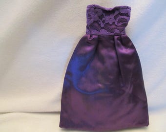 Fancy Deep Purple Hand Made Barbie Doll Dress, Fashion Doll Formal Dress, Purple Satin with Lace Bodice Fashion Doll Dress, Fun Fancy Dress