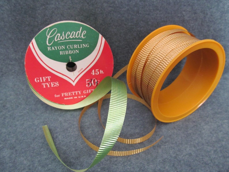 Curling Ribbon, Two Widths and Two Different Colors, Vintage Gift ...