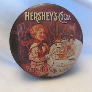 Hershey&#39;s Round Collectible Tin, Brown Textured Hershey&#39;s Tin, Hershey&#39;s Cocoa, Chocolate Tin, Vintage Collectible Tin From 1988, Nice Tin