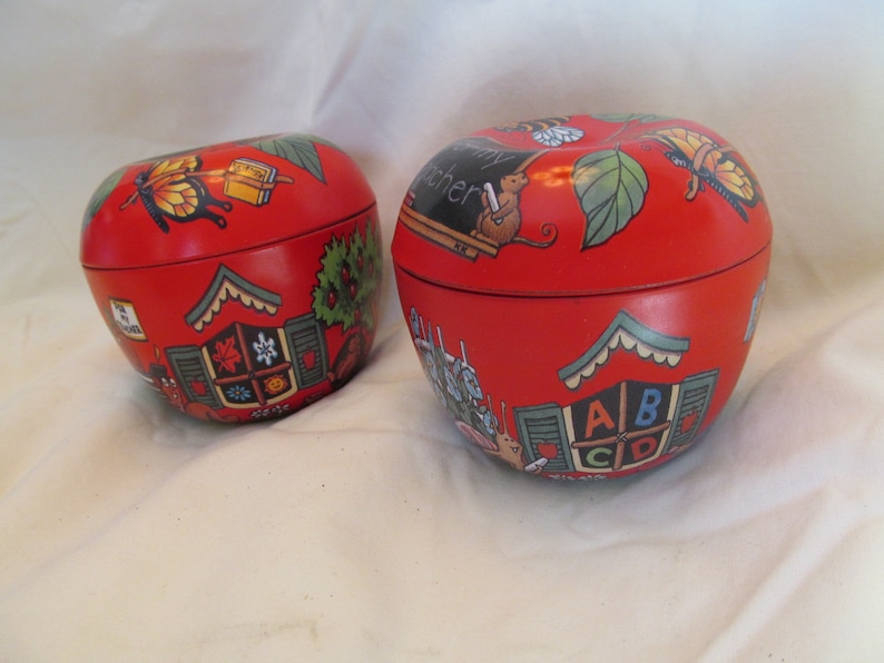 Nice Sized Apple Shaped Tin Nice Size To Fill and Give as a Gift Fill And Give to Your Teacher as Holiday Gifts Perfect for Teacher Gifts
