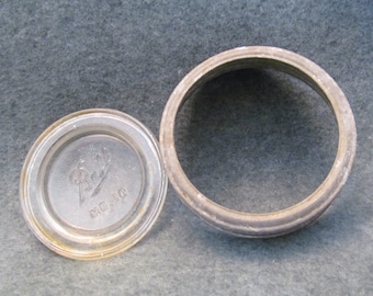 Vintage Ball Zinc and Glass Canning Jar Lid, Old Canning Ring and Glass Lid, Collectible Jar Ring and Lid, Ball Brand Lid, No.10 Ball Lid