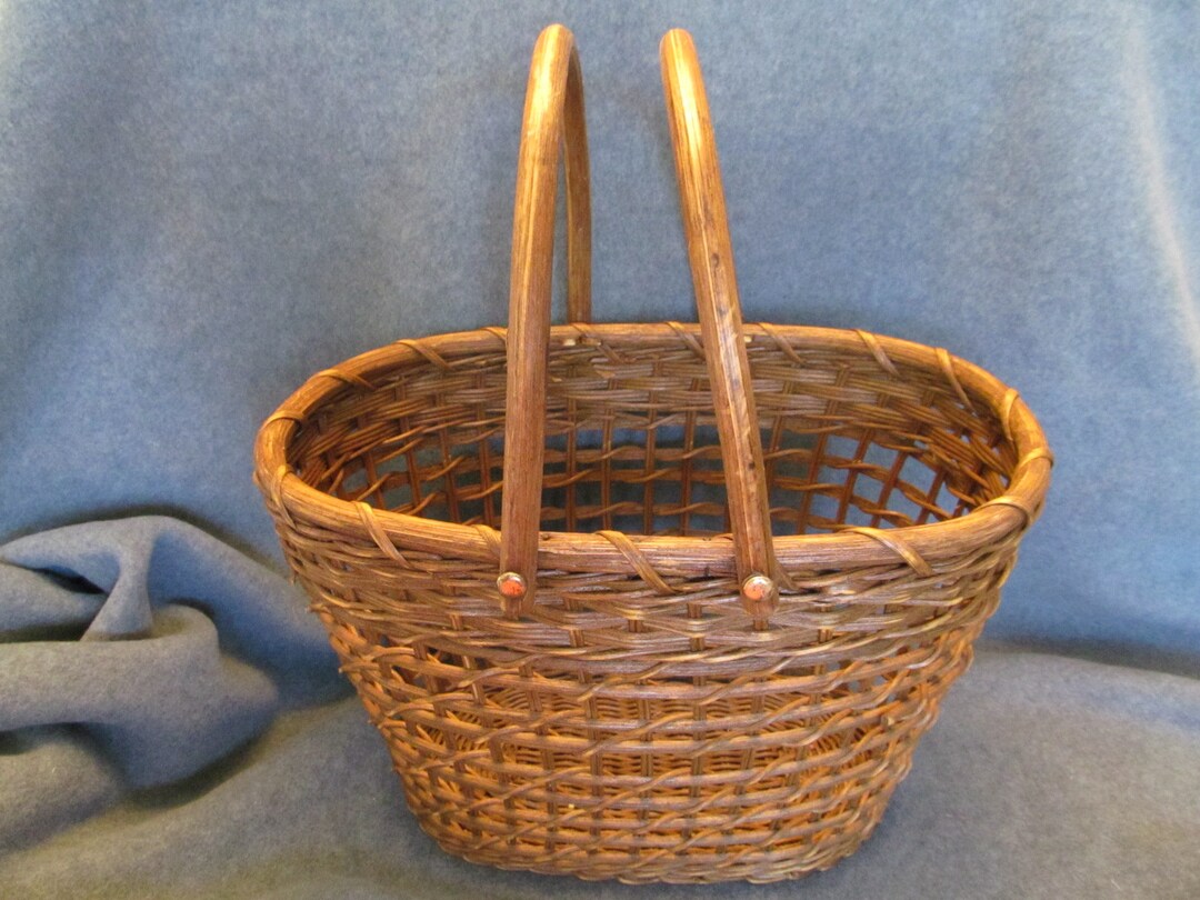 Beautiful Vintage Collectible Basket Large Woven Basket Made Etsy