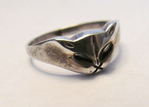 Unique Cat Ring, Small Size Cat Ring, Stamped 952… - image 2