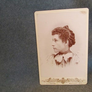 Sepia Tone Portrait, J. J. Foster Studio, Montgomery, Minnesota, Ladies Picture, Cabinet Portrait of Lady, Vintage Photo,Collectible Picture