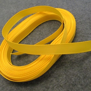 Eight Yards of Yellow Grosgrain Ribbon, 3/8&#39;&#39; Wide Yellow Grosgrain Ribbon, Great for Doll Clothes, Childs Clothing, Crafting, Stitching