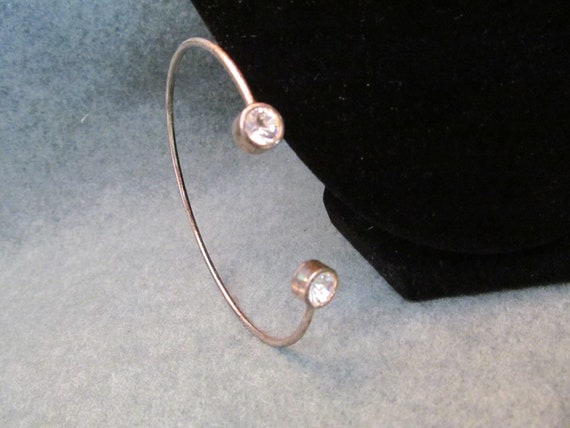 Silver and Rhinestone Bangle, Multi - sized Brace… - image 3