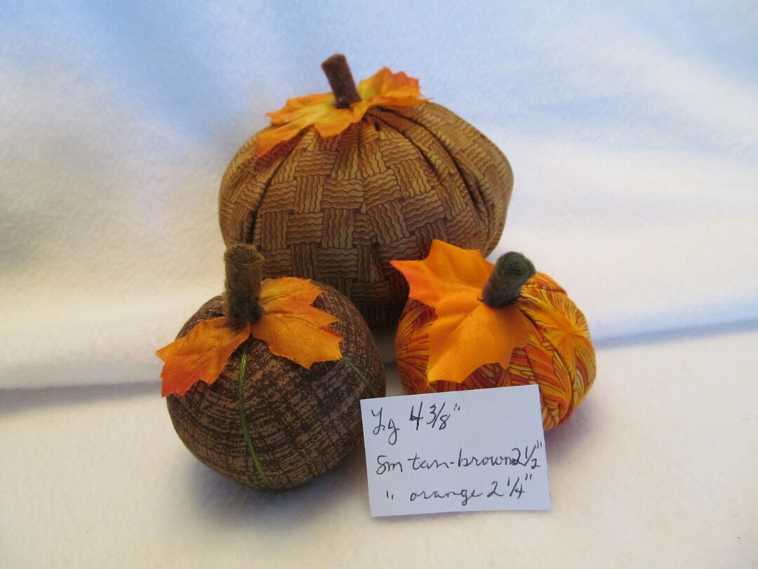 A Set of Three Hand Made Fabric Pumpkins, Autumn / Fall Home Decor ...