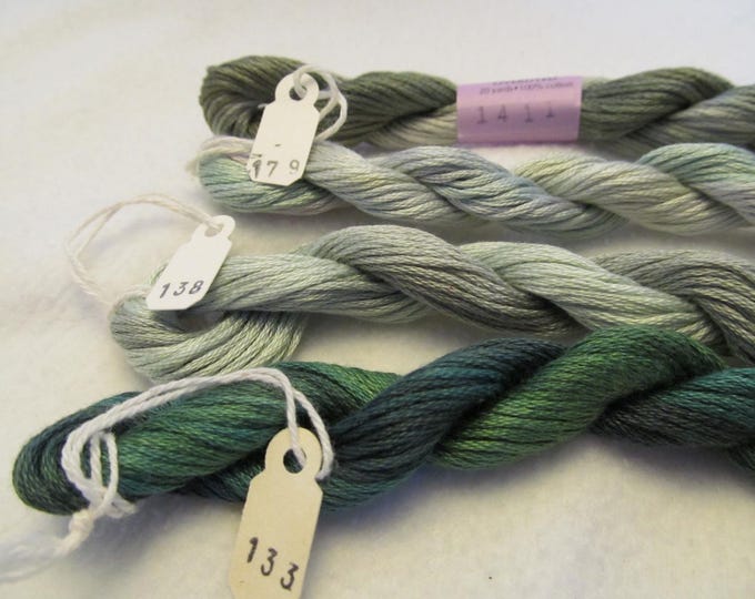Shades of Green/gray Embroidery Floss/threads, Lovely Stitching Floss ...