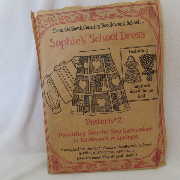 Eighteen Inch Doll Pattern, Sophie and Her Wardrobe Pattern #2, School Dress and Topsy Turvy Doll , Vintage Never Opened Doll Pattern