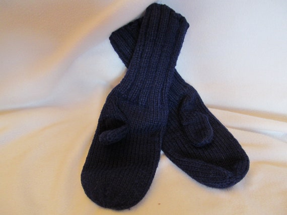 Childs Navy Blue WInter Mittens, Vintage Kids Mit… - image 2