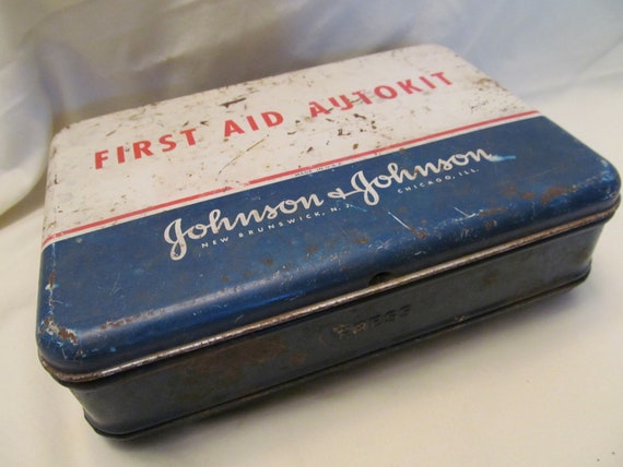 Vintage Collectible First Aid Auto Kit, Johnson & Johnson First