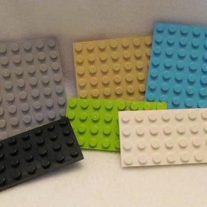 One Grouping of Six Different Sizes & Colored Lego Bases, Each a Different Color, Fun to add to Your Stash of Legos, Nice Mix of Lego Bases