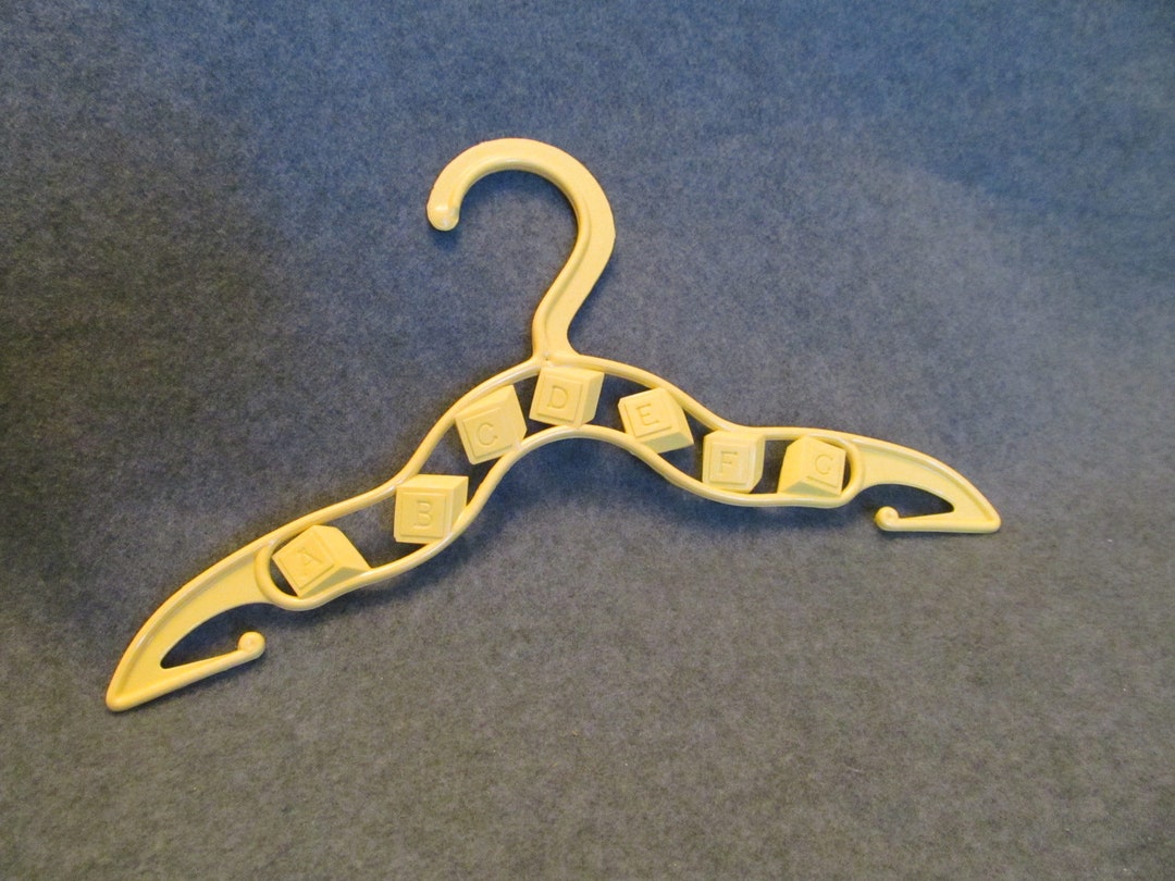 Vintage Plastic Hanger , Hanger for Baby or Toddlers Clothes, Yellow Vintage Small Hanger , A B