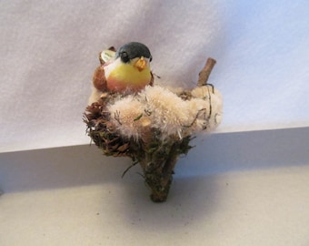 Great Bird on Nest, Twig With Bird Nest, Use For Decoration, Craft Bird in Nest, Nice Colored Bird in Nest, Nice Colored Bird