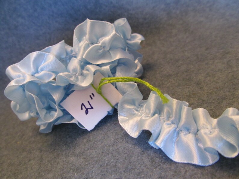 Light Blue Ruffled Ribbon Twenty One Inches of Light Blue Stretchy Satin Ribbon,trim for Girls ...