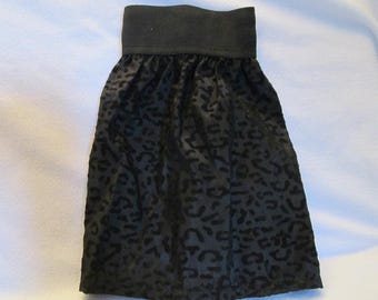 Long Black Flocked Animal Print 18'' Doll Skirt, Fancy Doll Skirt, Elastic Waist Band, Fits 18'' Doll Such as American Girl & Our Generation