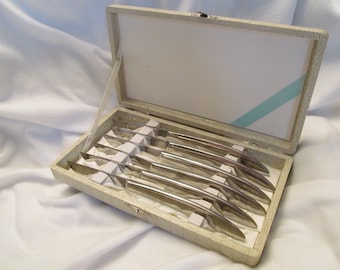 Stainless Steal Cutlery Set, Set of Six Stainless Steel Steak Knives, Vintage Steak Knives, Vintage Wedding Gift Knives, Set of Six Knives