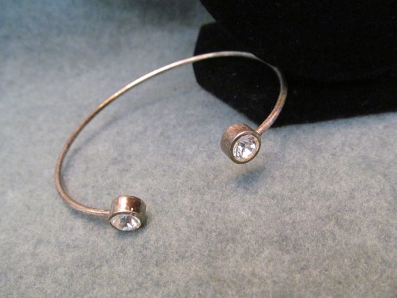Silver and Rhinestone Bangle, Multi - sized Brace… - image 4