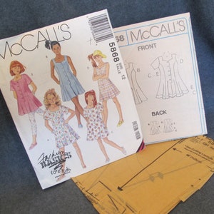 McCall's Sewing Pattern Number 5868 , Girls Size 12 , Romper , Jumper ,Tunic All in One Pattern , Uncut Pattern , 1992 Girls Sewing Pattern