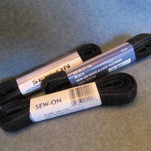 Black Hook and Loop Tape, Use as Closure for Doll Clothes, Pillow Case Openings, Anything That Needs a Form of Closure, Sew on Hook & Loop
